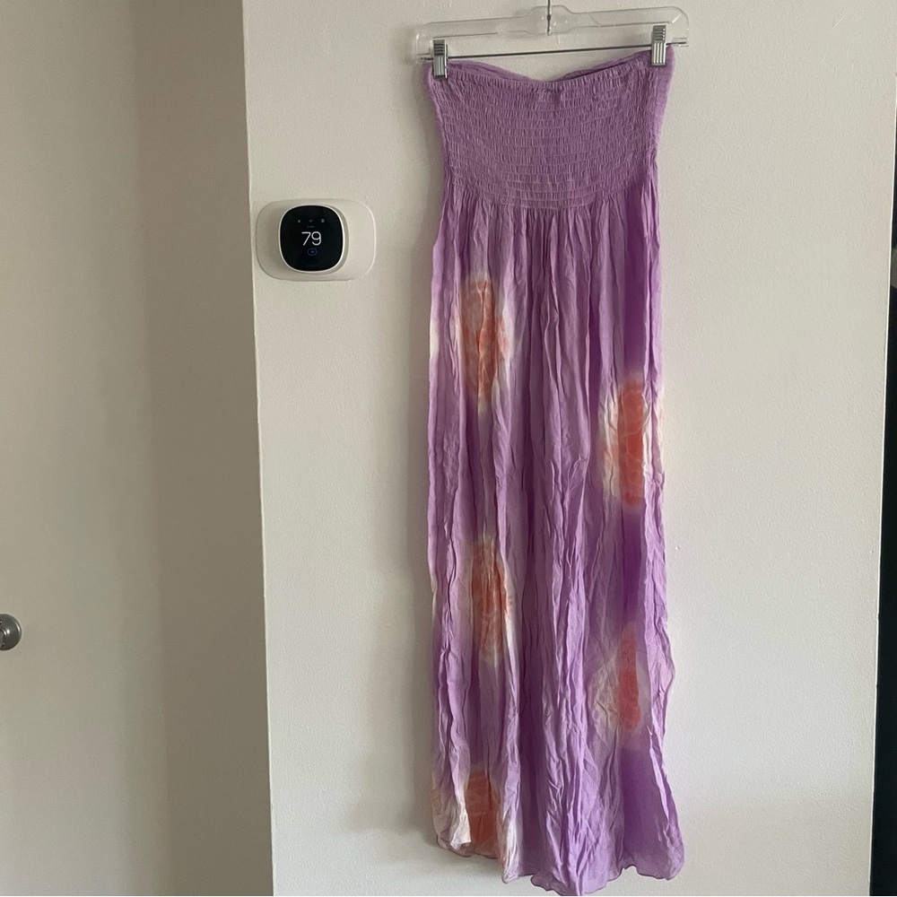 Tiare Hawaii Lavender and Tangerine Maxi Dress